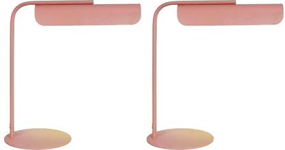 Poet'S Curve I - 14 X 14 - Metal Accent Lamp (Set of 2) - Matte Blush Pink