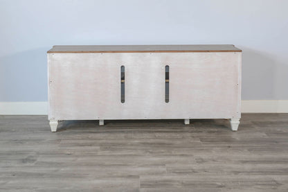 Pasadena - 72" Media Console - Marble White and Buckskin