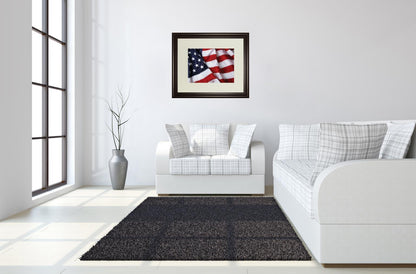 American Flag By Kikk In Double Matted - Framed Print Wall Art - Red