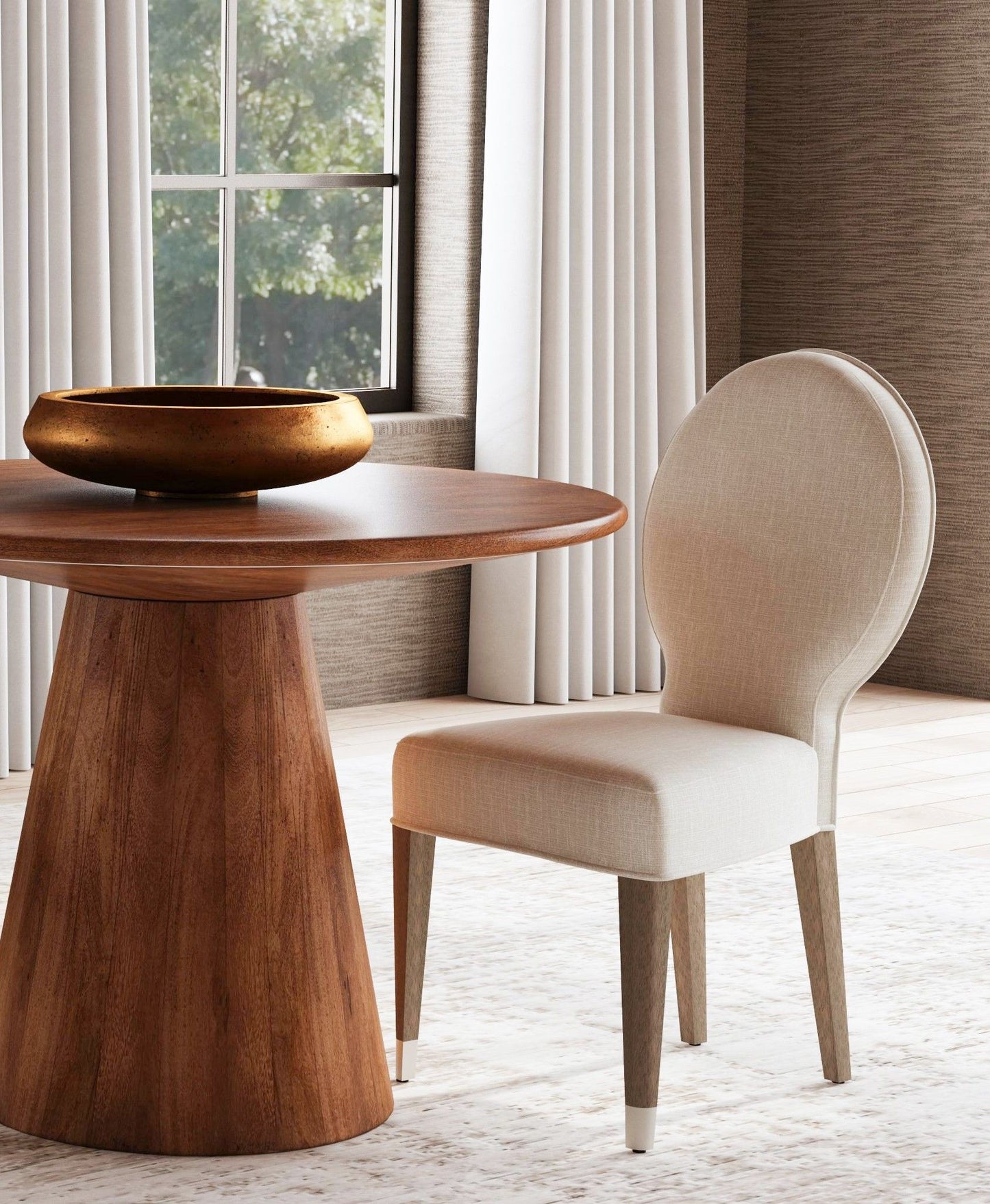 Farrah - Dining Chair - Light Oak Leg/Brushed Nickel Caps