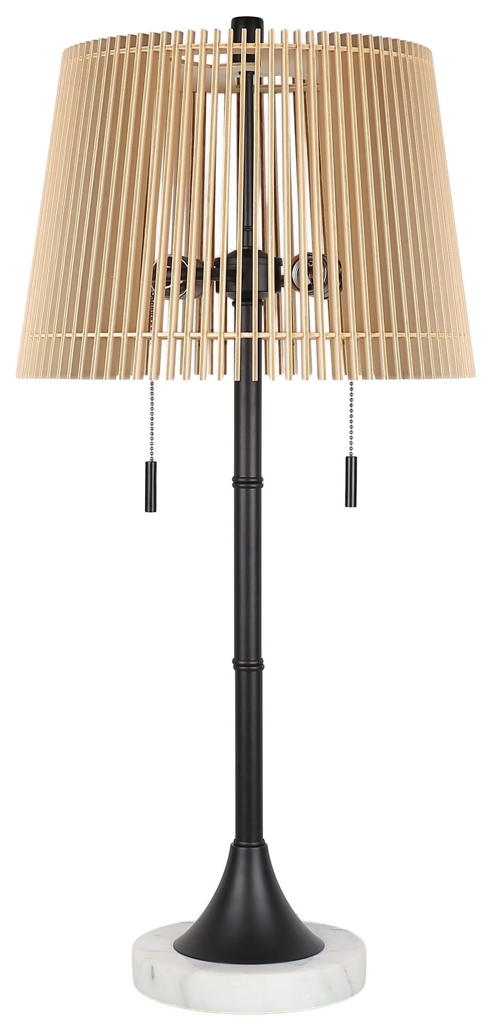 Linden Cadence - 29 X 14 - Metal Buffet Lamp (Set of 2) - Matte Black, White Marble