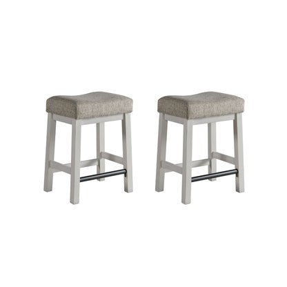Drake - Backless Stool - Rustic White / French Oak