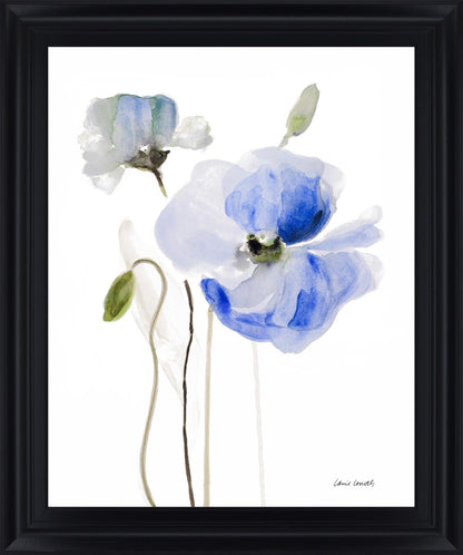 Azure Blossom Dance - 28" x 34" Framed Wall Art - White
