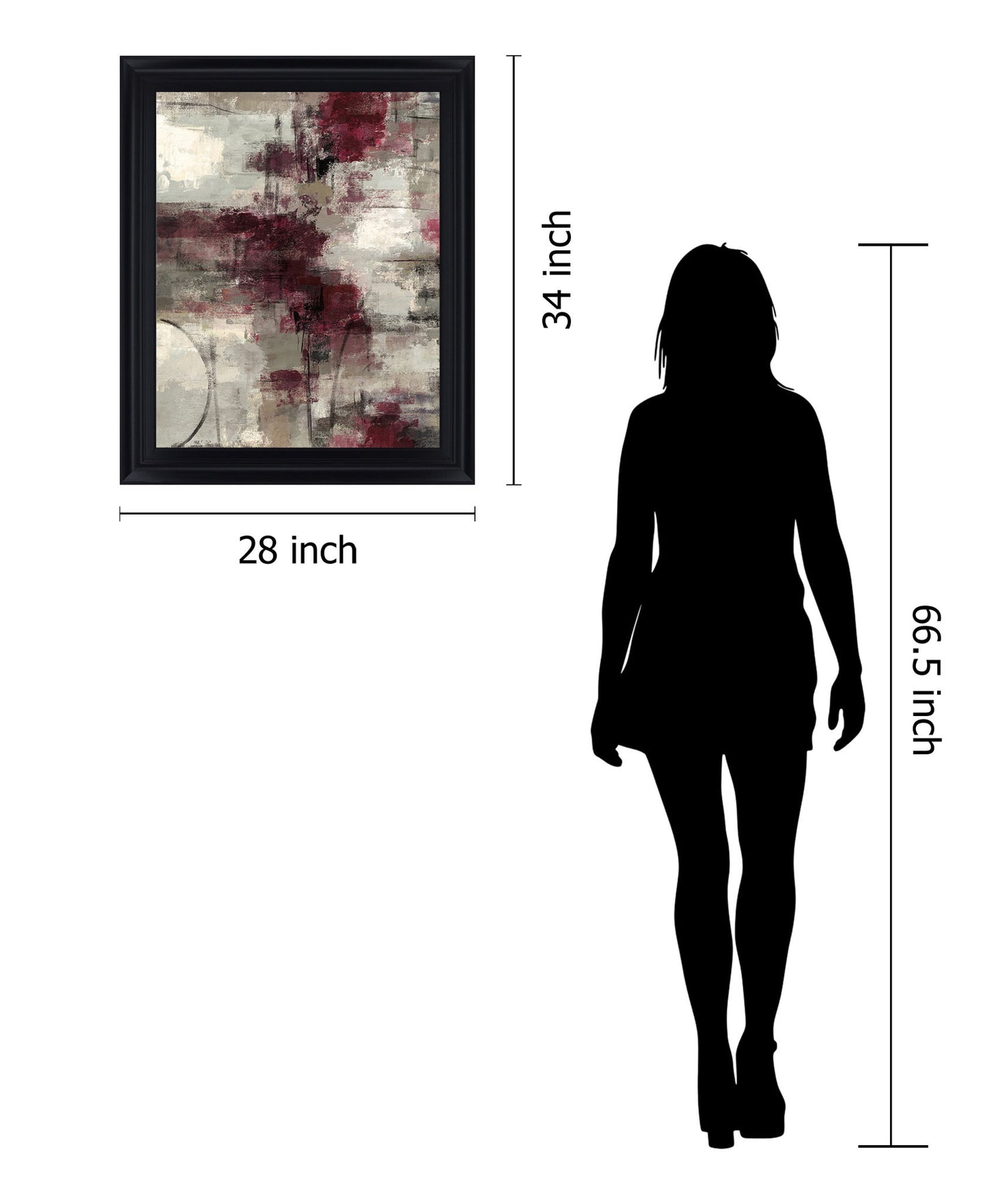 Crimson Veil - 28" x 34" Framed Wall Art - Dark Red