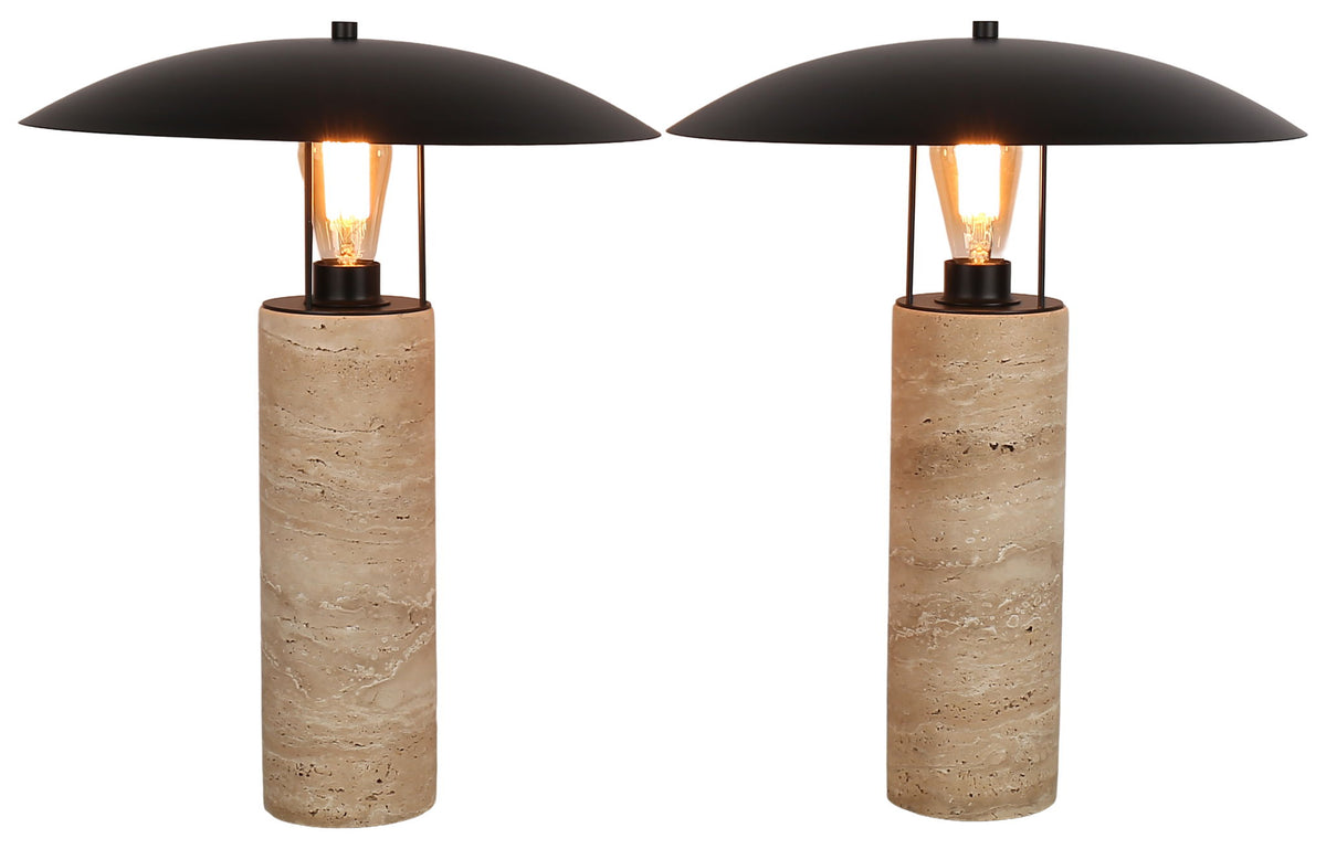 Mesa Canopy - 20 X 16 - Travertine Accent Lamp (Set of 2) - Travertine