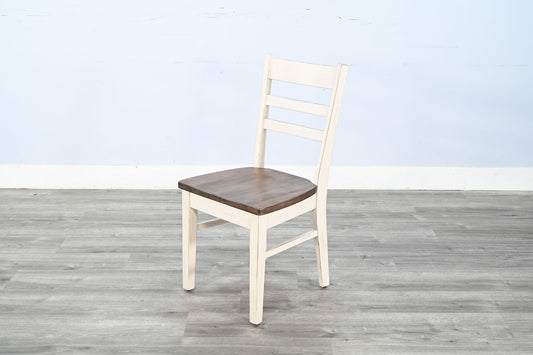 Pasadena - Ladderback Chair, Wood Seat (Set of 2) - Buckskin / Marble White