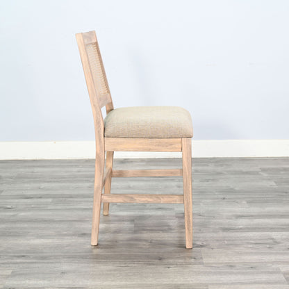Cane Back Cushion Seat Counter Stool (Set of 2) - Wheat