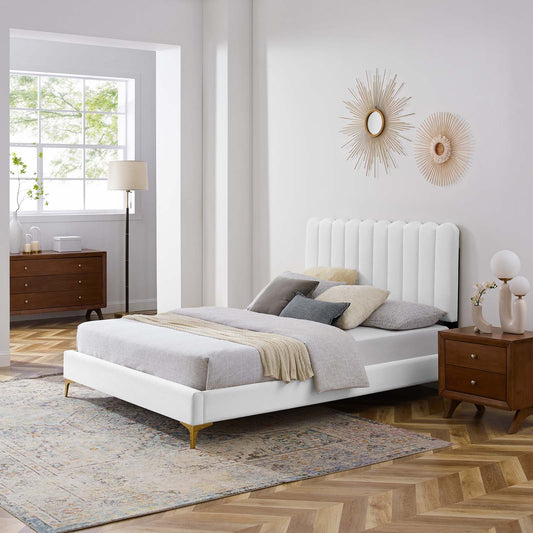 Reagan King Performance Velvet Platform Bed