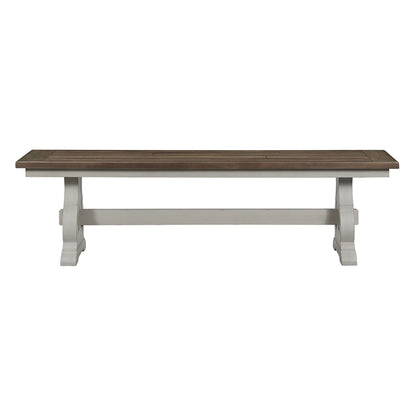 Drake - Dining Bench - Rustic White / French Oak