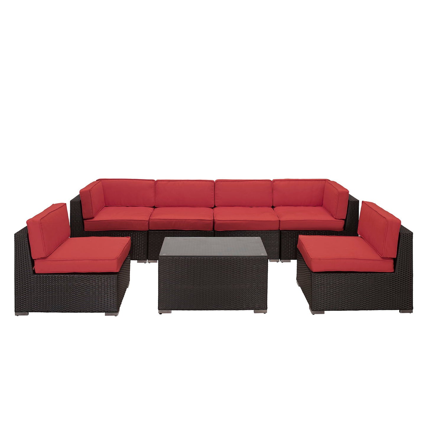 Aero 7 Piece Red Outdoor Patio Sectional Set