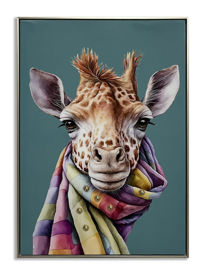 Whimsical Giraffe Chic - 21" x 29" Framed Wall Art - Blue