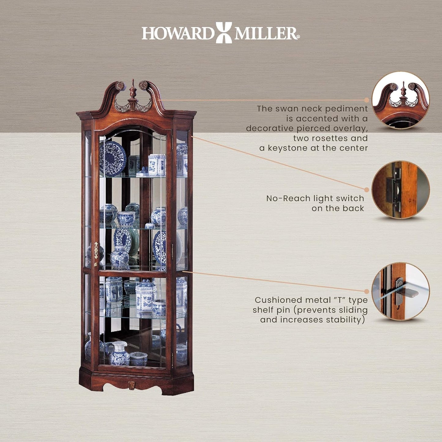 Howard Miller Berkshire Corner Curio Cabinet