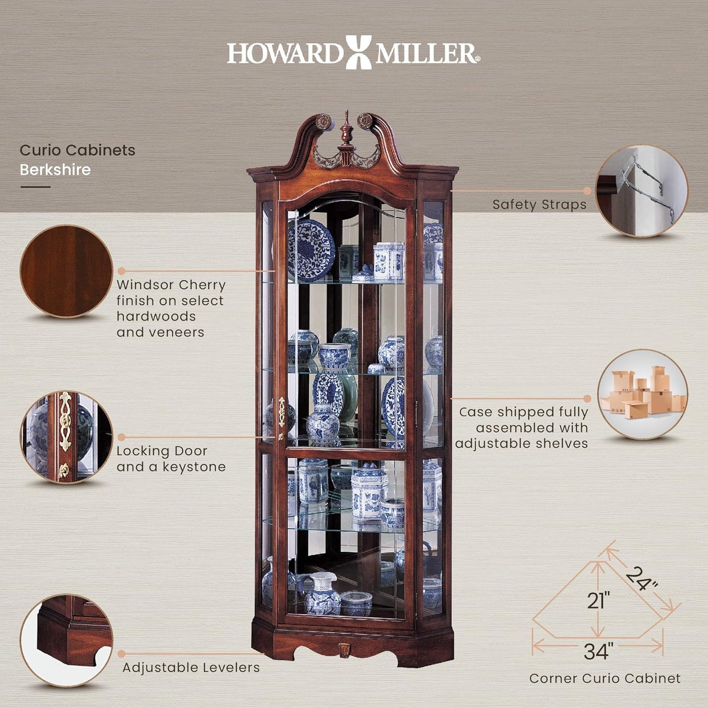 Howard Miller Berkshire Corner Curio Cabinet