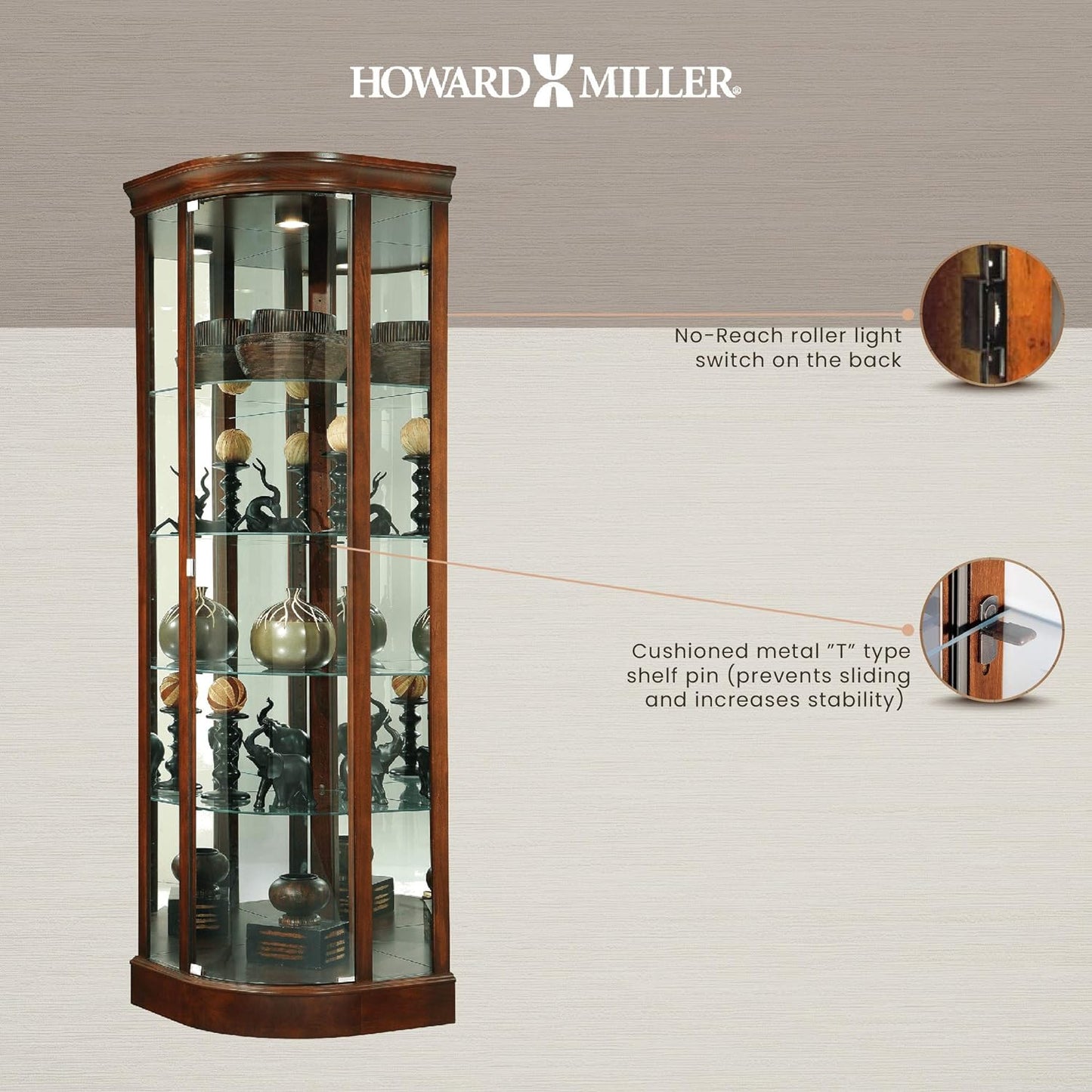 Howard Miller Marlowe Corner Curio Cabinet