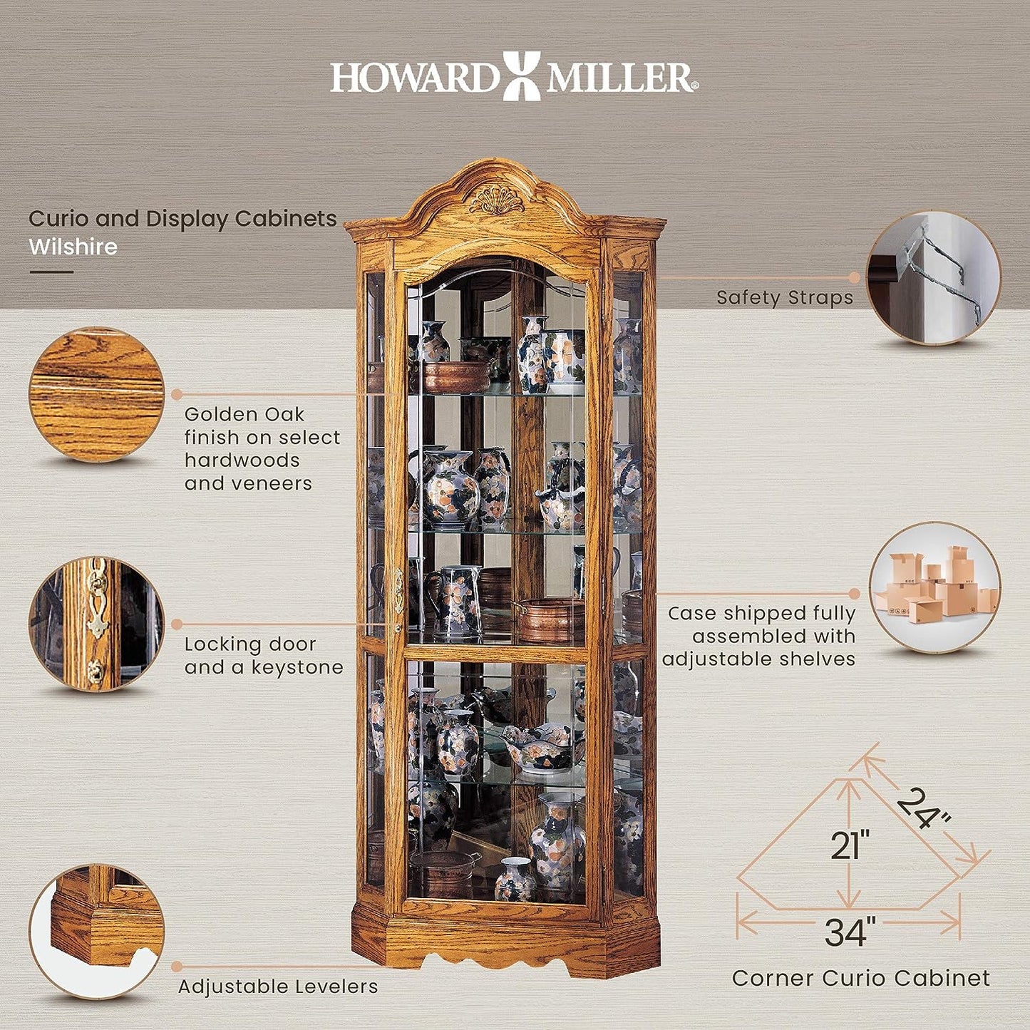 Howard Miller Wilshire Corner Curio Cabinet