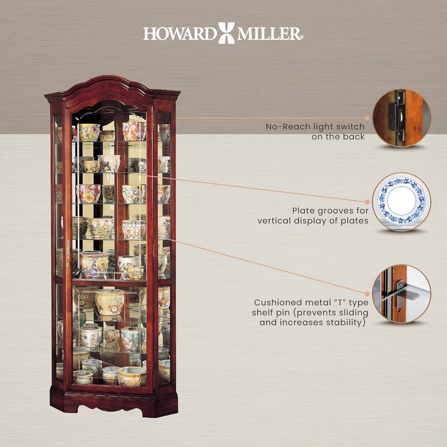 Howard Miller Jamestown Corner Curio Cabinet