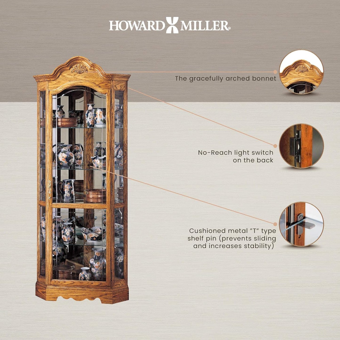 Howard Miller Wilshire Corner Curio Cabinet