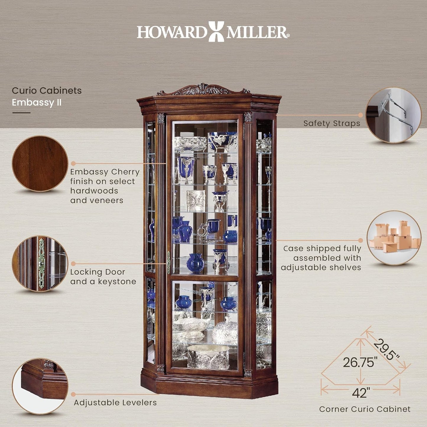 Howard Miller Embassy II Corner Curio Cabinet