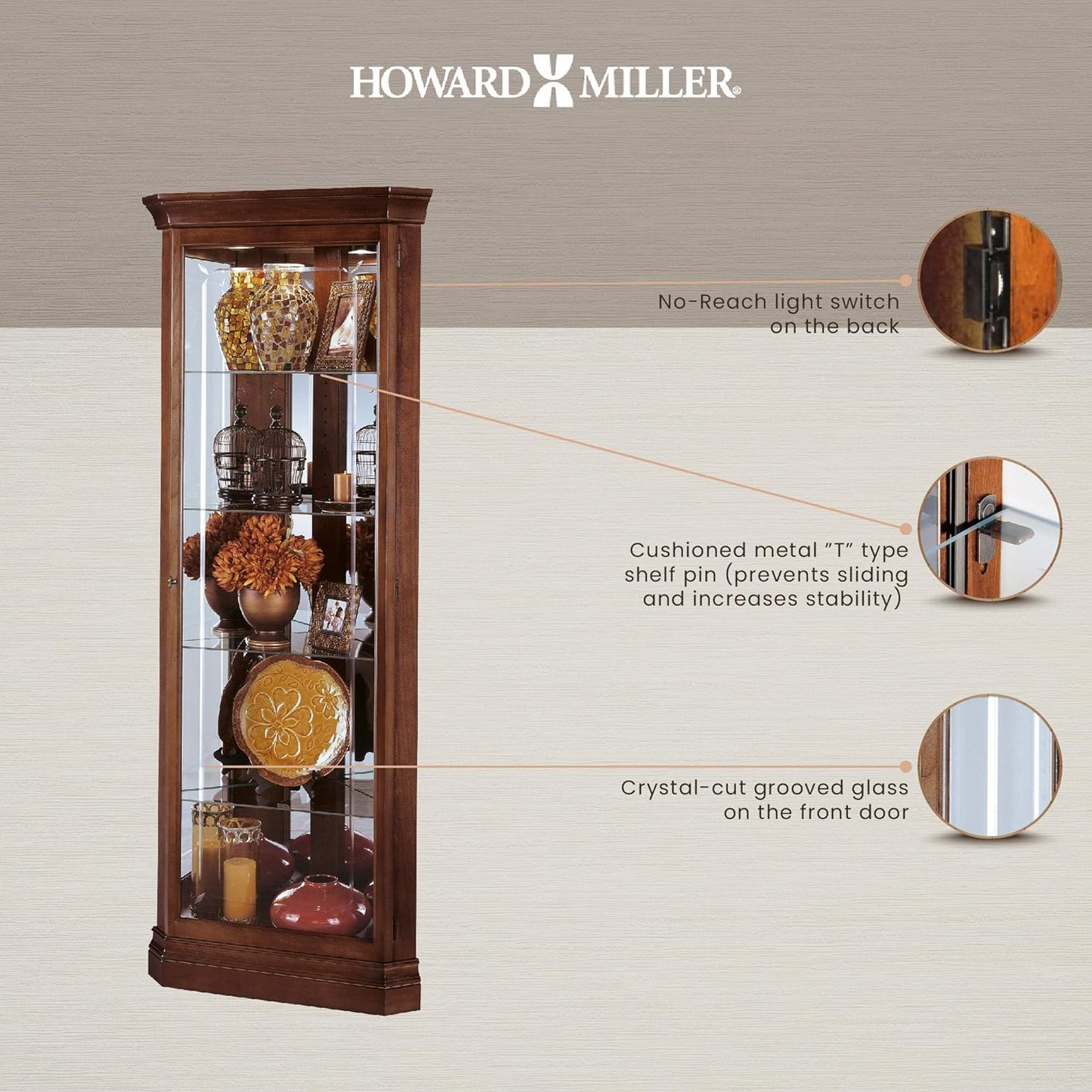 Howard Miller Lynwood Corner Curio Cabinet