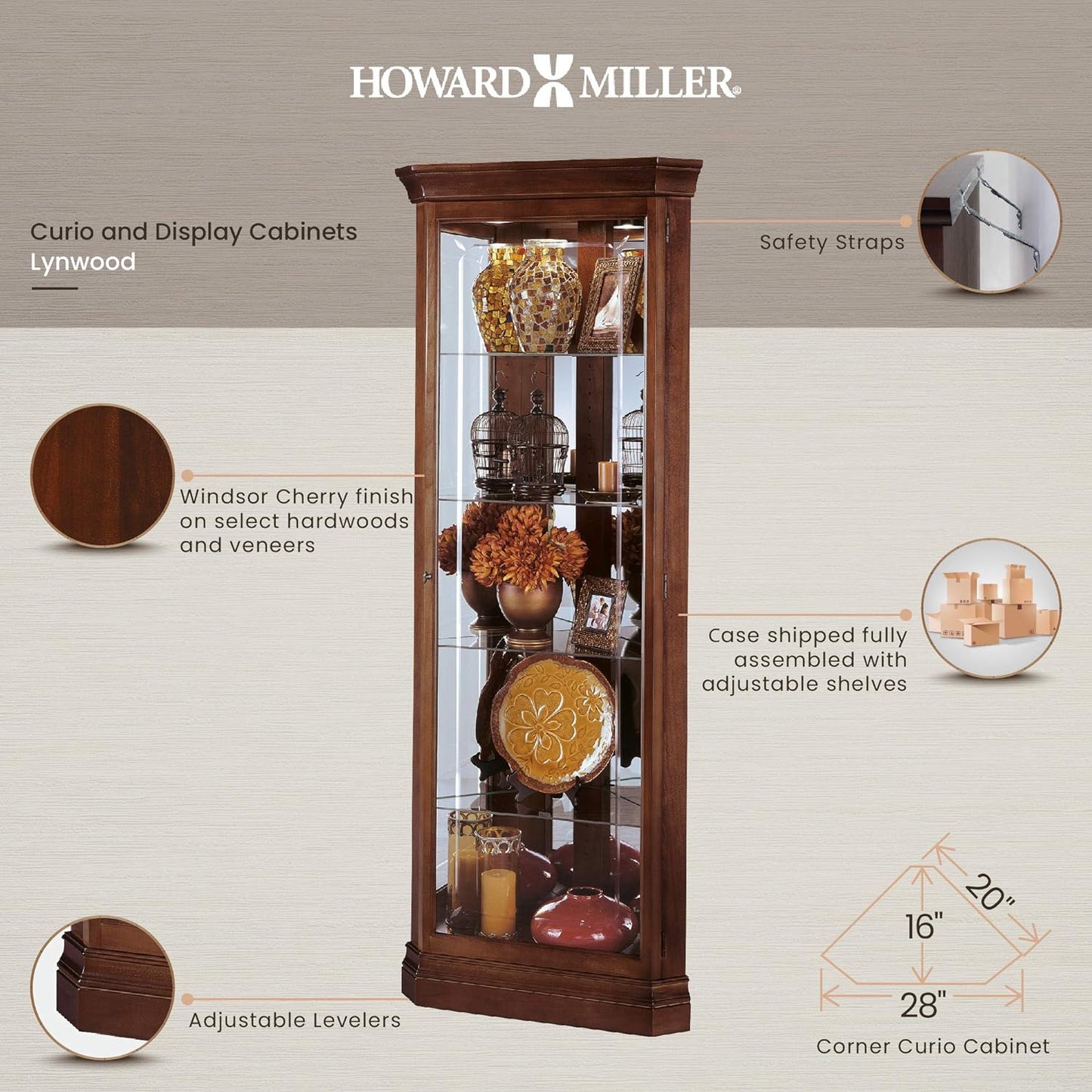 Howard Miller Lynwood Corner Curio Cabinet