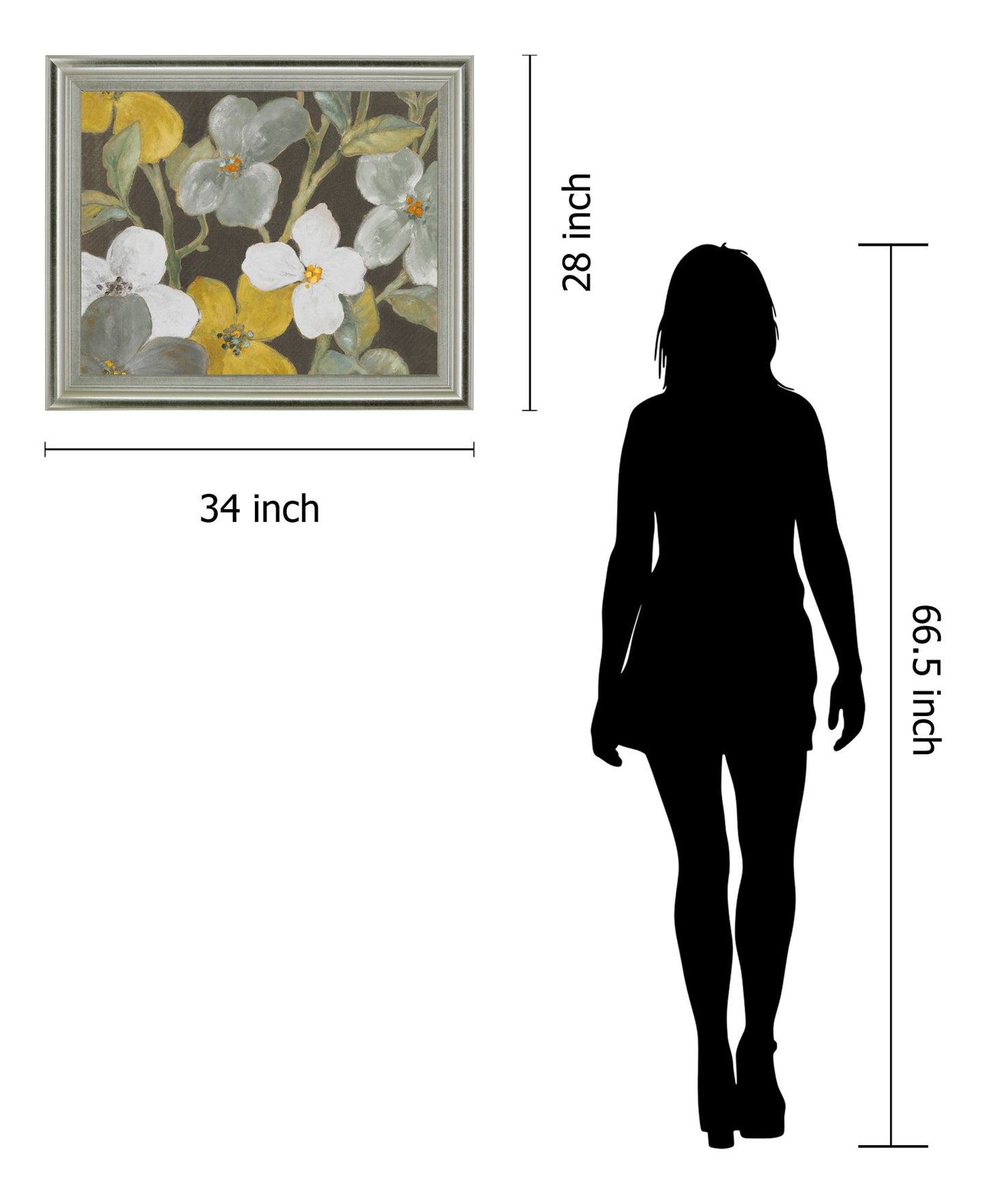 Golden Meadow Blossoms - 28" x 34" Framed Wall Art - Gray