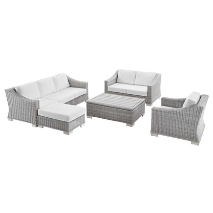 Conway 5-Piece White Outdoor Patio Wicker Rattan Furniture Set