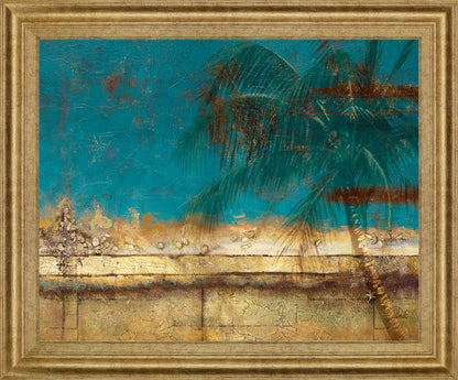 Golden Oasis - 28" x 34" Framed Wall Art - Blue