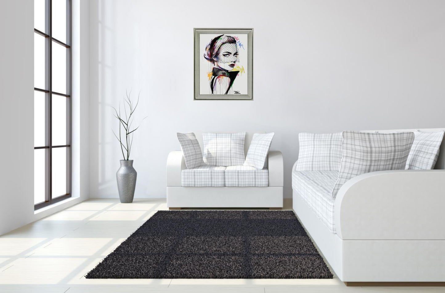 Veil Reverie - 28" x 34" Framed Wall Art - White
