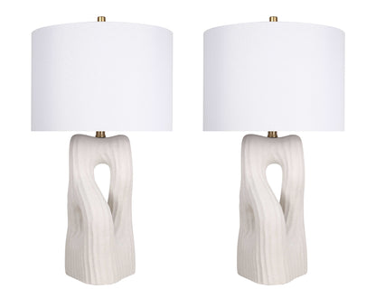 "Eclipse Harmony" Ceramic Table Lamp (Set of 2) - White Rock