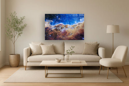 Tempered Glass With Foil & Rhinestones - James Webb Carina Nebula I - Blue