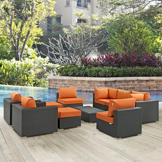 Sojourn 10 Piece Canvas Outdoor Patio Tuscan Sunbrella® Sectional Set