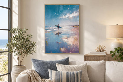 Surfside Reverie I - 28 X 40 - Hand-Embellished Canvas In Frame - Blue