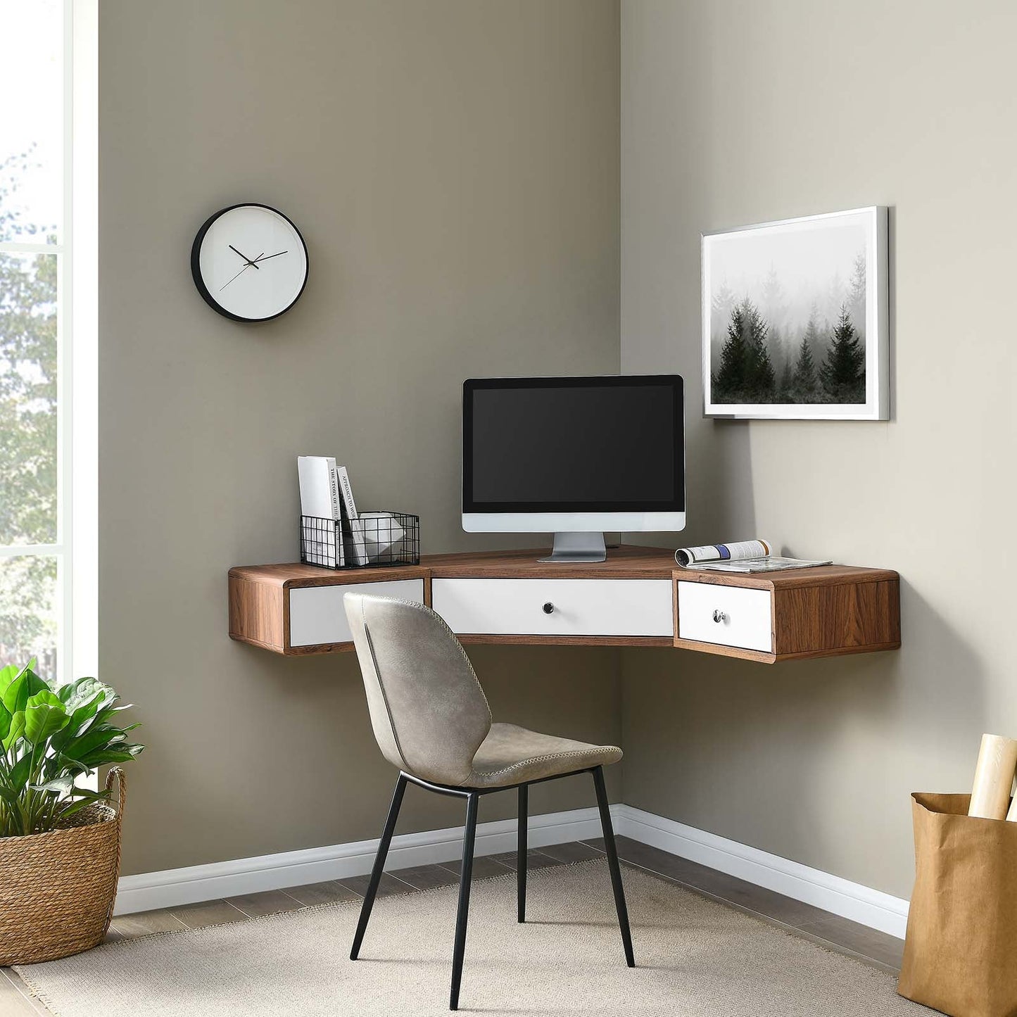 Transmit 55 Wall Mount Corner Wood Office Desk - Las Vegas