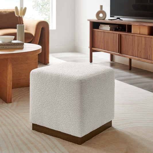 Tilden 17in Square Boucle Fabric Upholstered Accent Ottoman