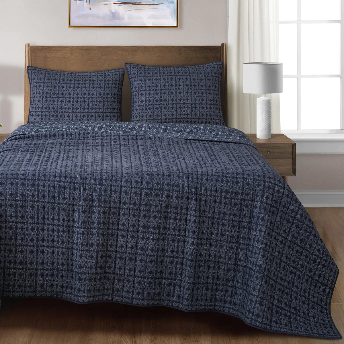 Indigo Reversible Quilt Set