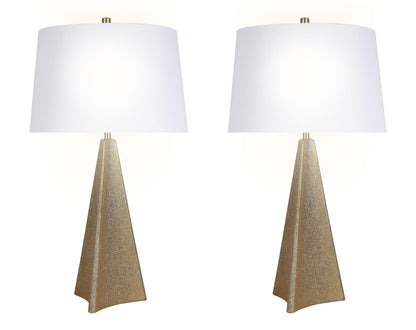 "Golden Apex" Ceramic Table Lamp (Set of 2) - Electroplated Gold