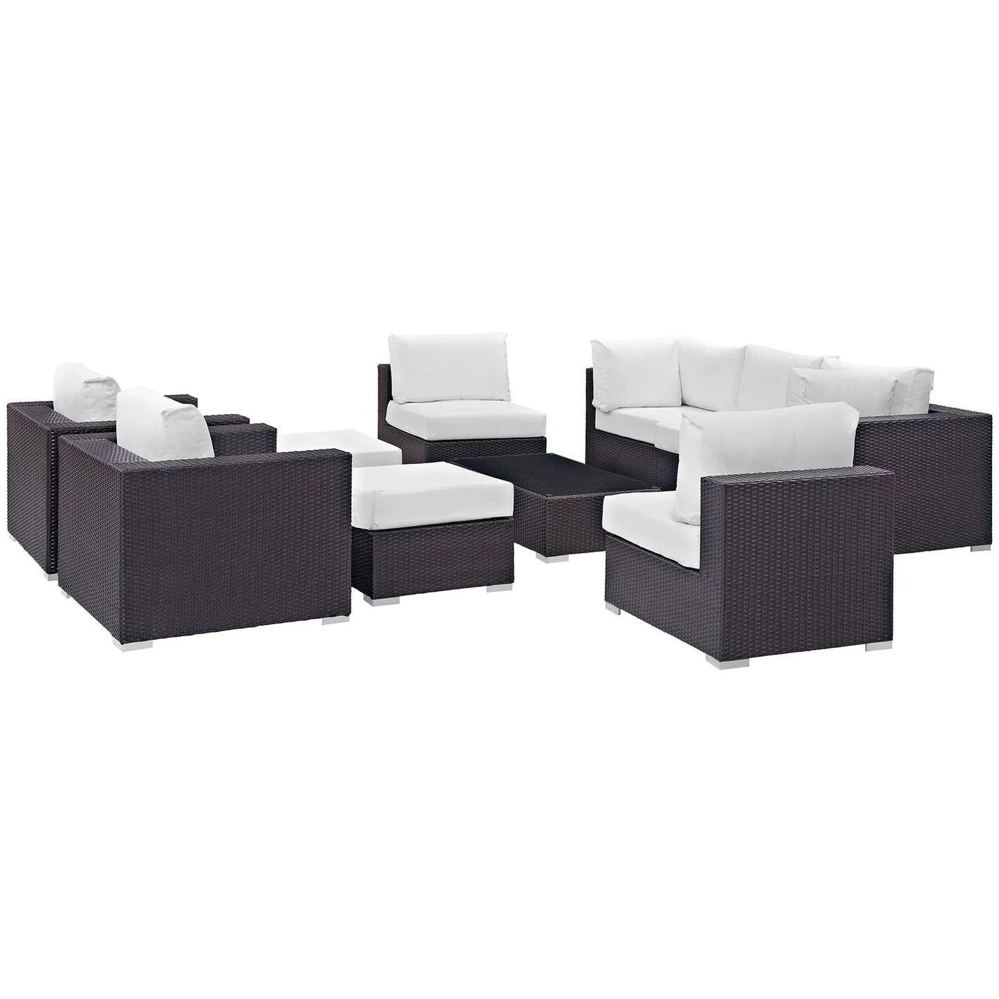 Convene 10 Piece White Outdoor Patio Sectional Set