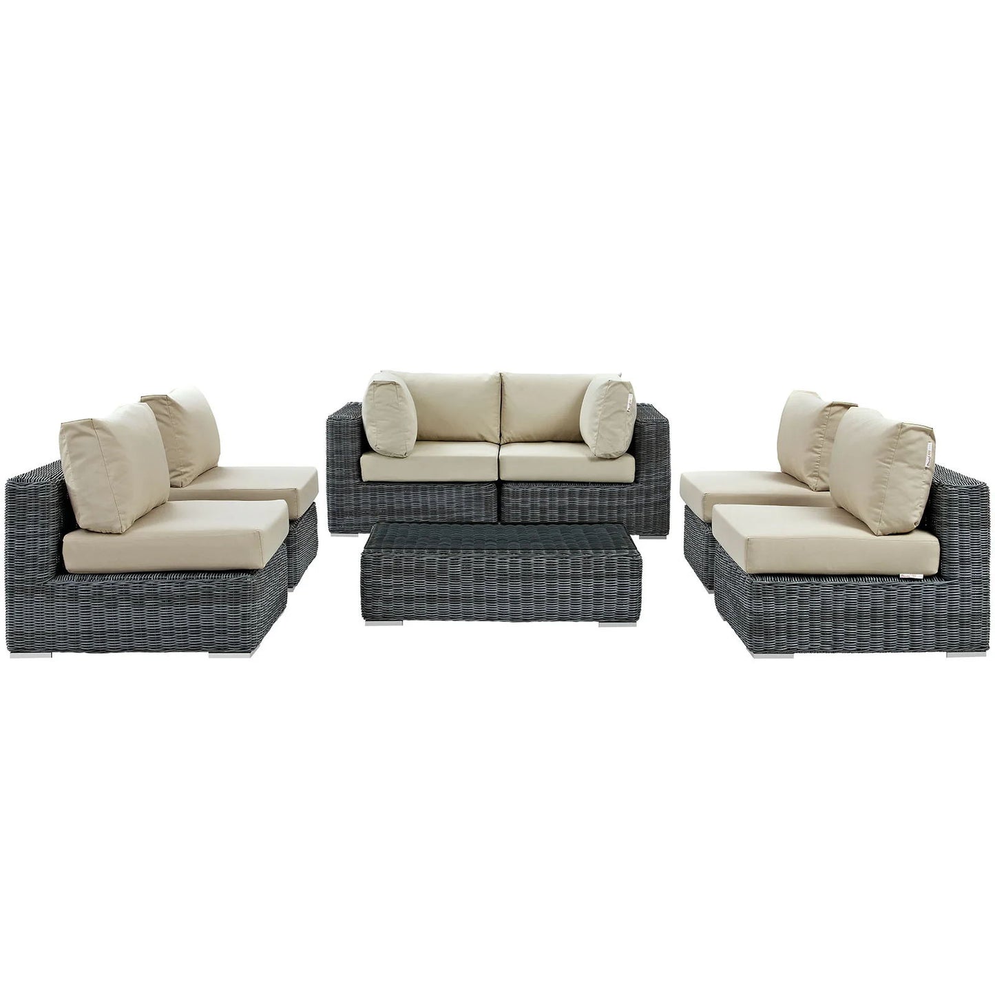 Summon 7 Piece Outdoor Patio Beige Sunbrella® Sectional Set