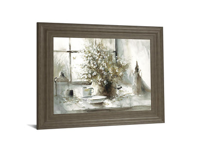 Daisy Still Life By George Bjorkland - Framed Print Wall Art - Gray