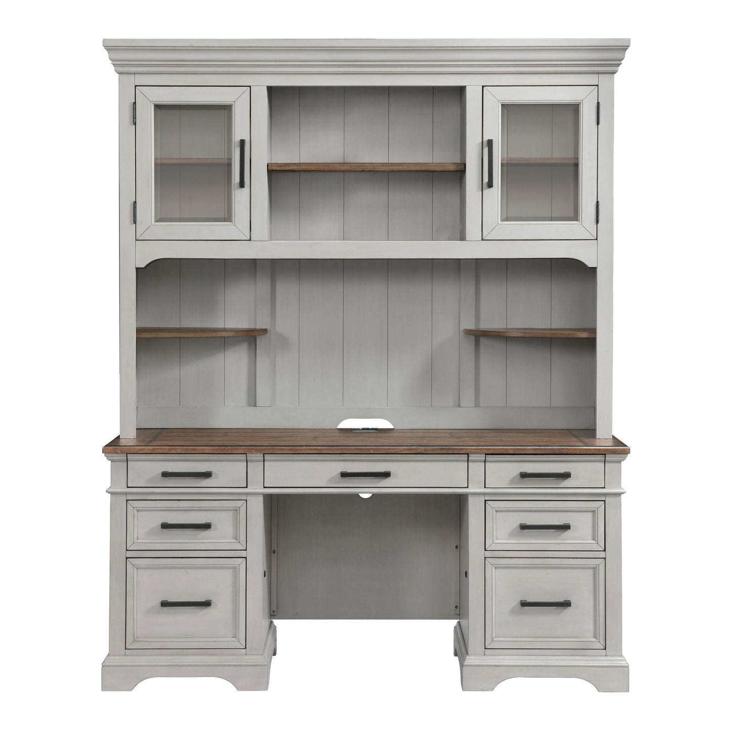 Drake - Credenza Hutch - Rustic White / French Oak