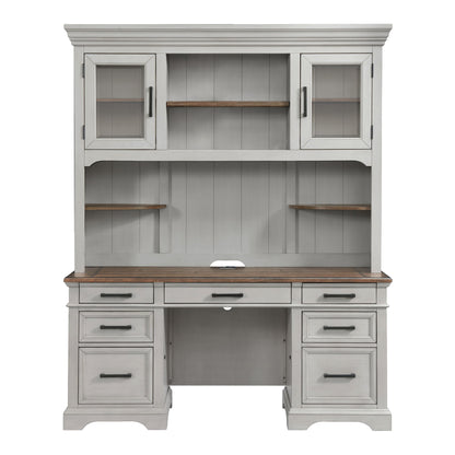 Drake - Credenza Hutch - Rustic White / French Oak