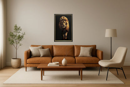 Majestic Mane - 24" x 36" Framed Wall Art - Brown - Light Brown