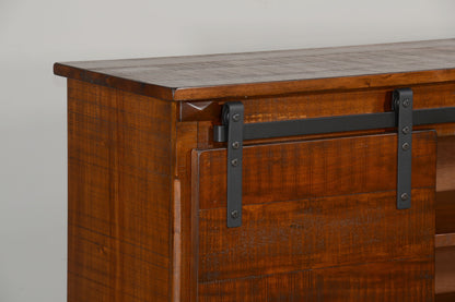 Santa Fe - TV Console With Barn Door - Dark Chocolate