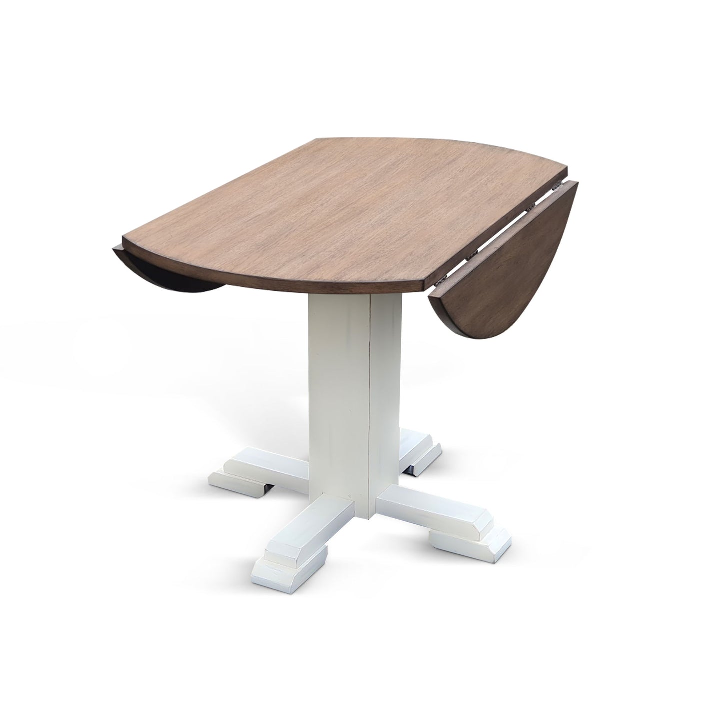 Drop Leaf Round Table - Buckskin / Marble White