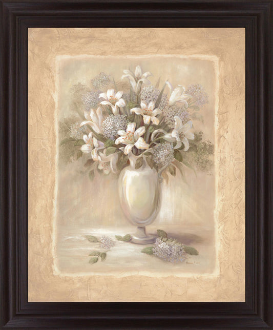 Ivory Blossom Vase - 28" x 34" Framed Wall Art - Beige