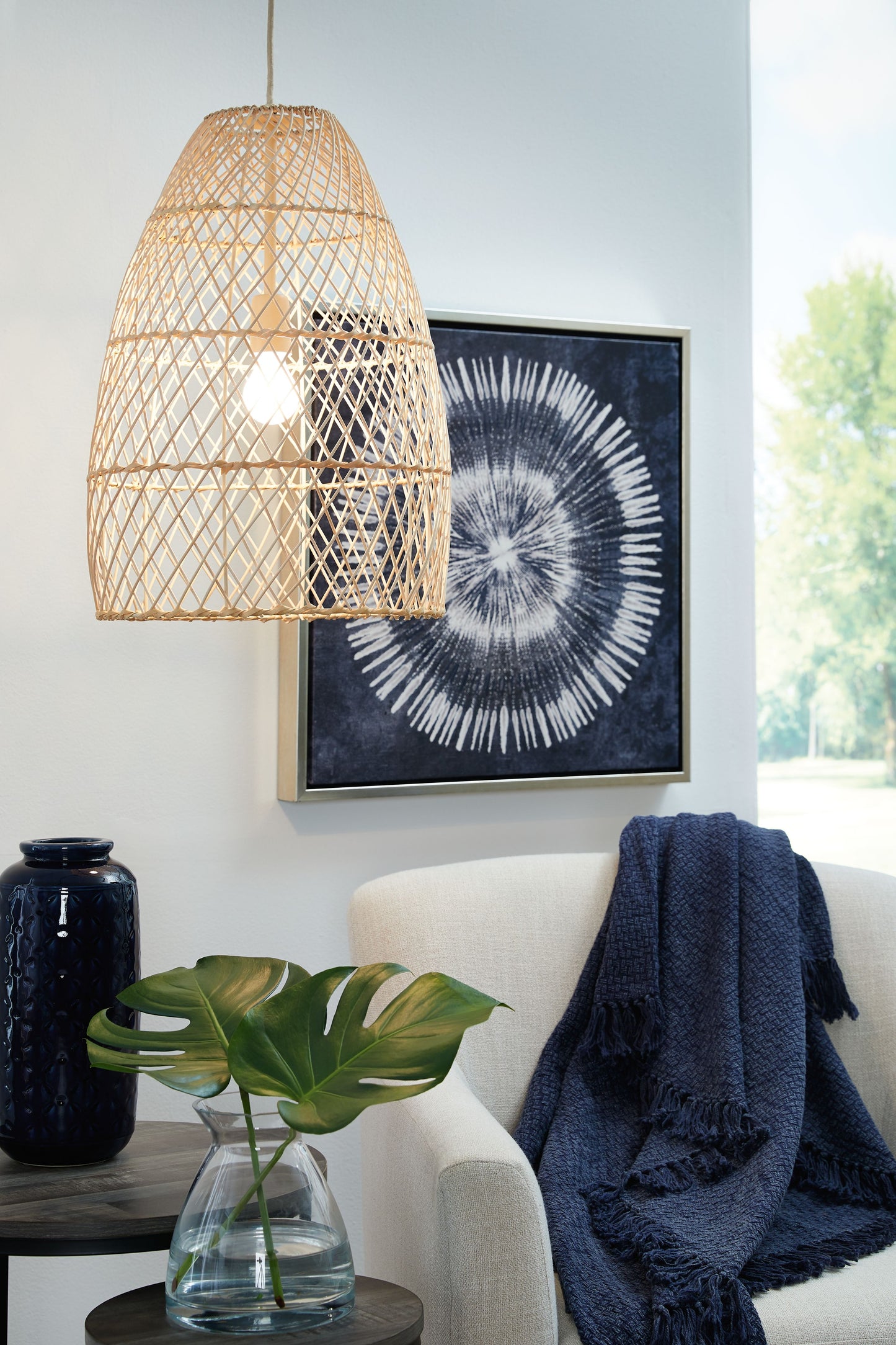 Calett - Beige - Rattan Pendant Light