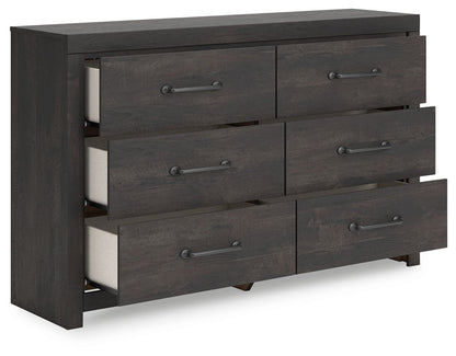 Hollivern - Dark Gray - Six Drawer Dresser