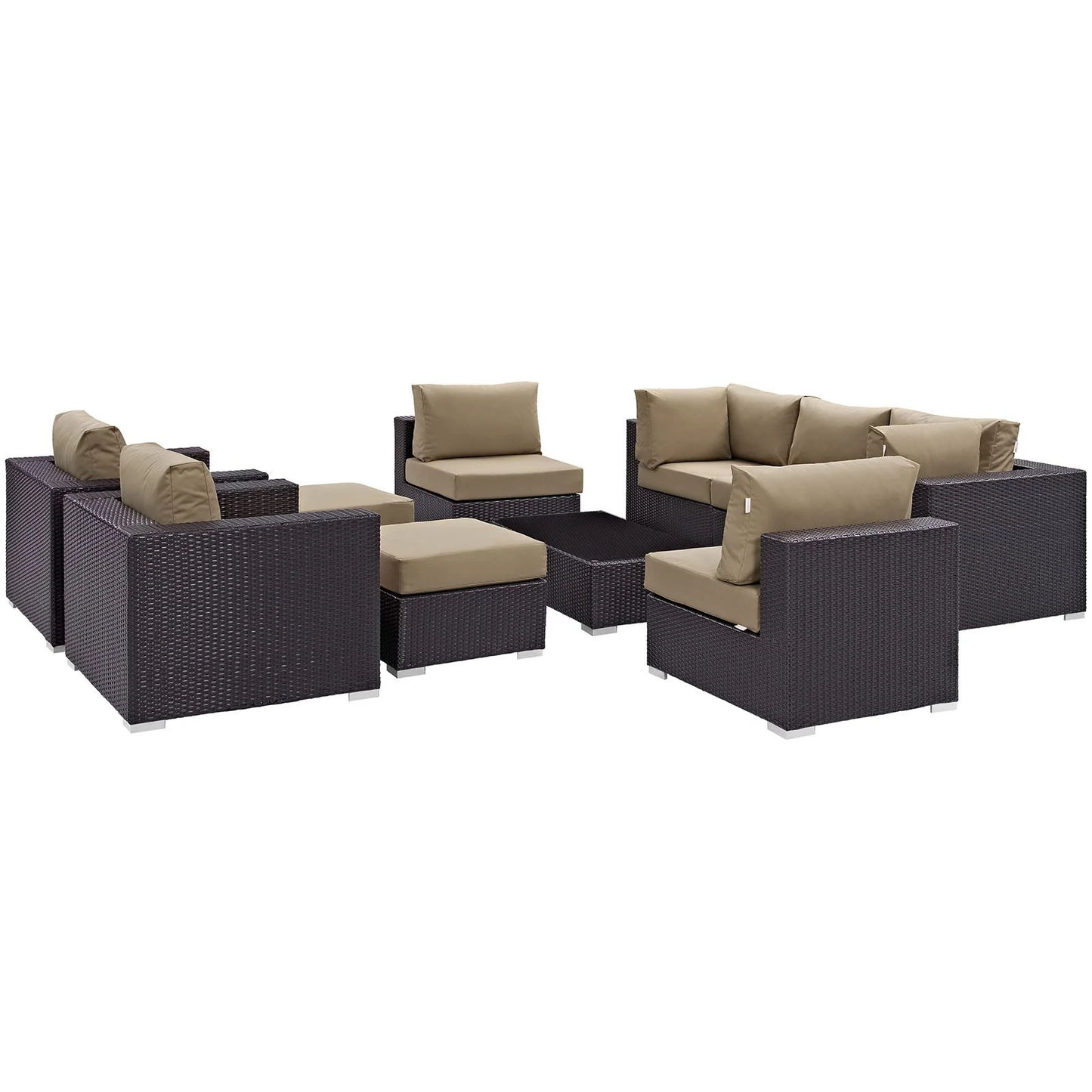 Convene 10 Piece Mocha Outdoor Patio Sectional Set