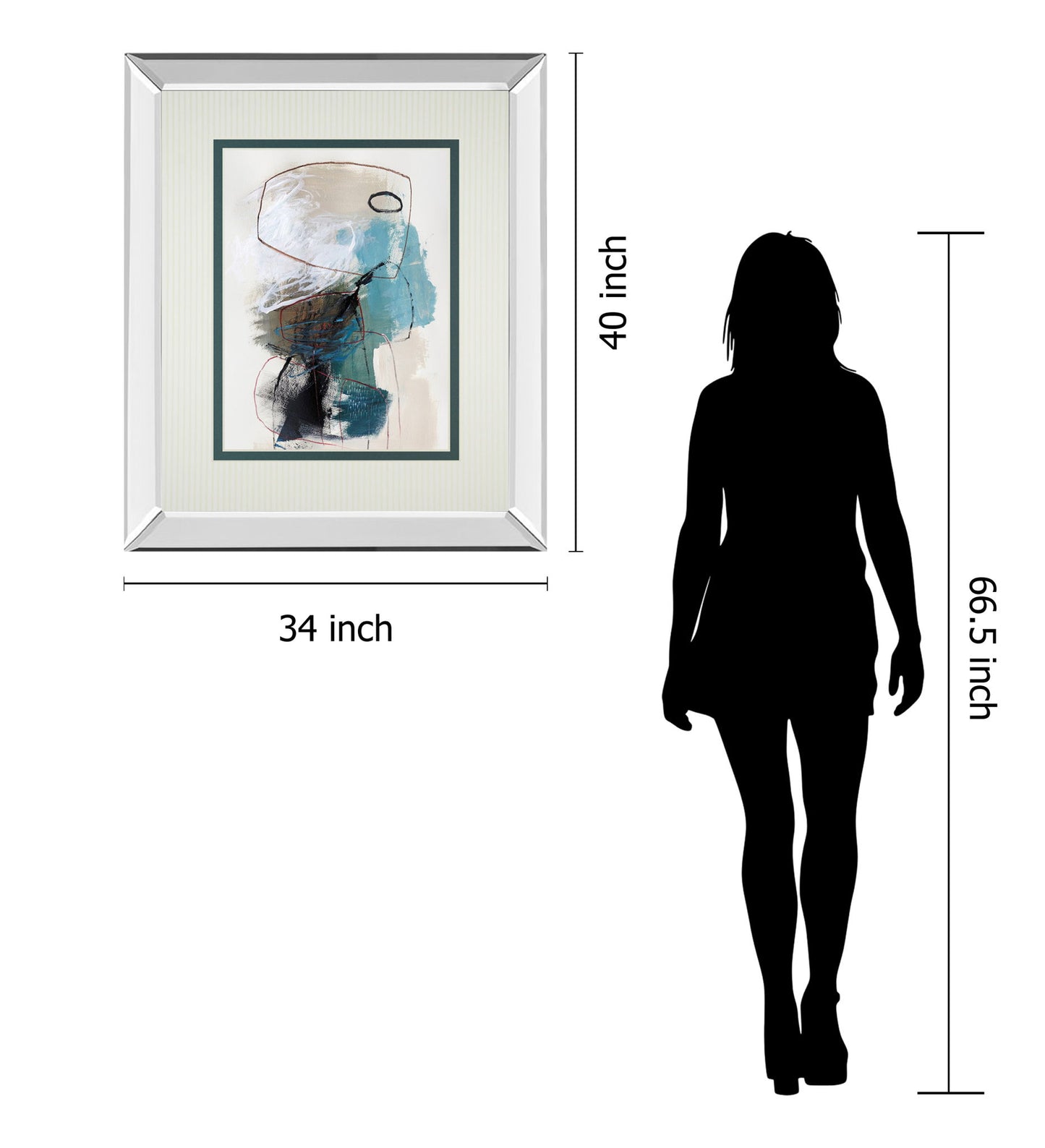In The Middle I By Barnes Mirrored Frame - Beige