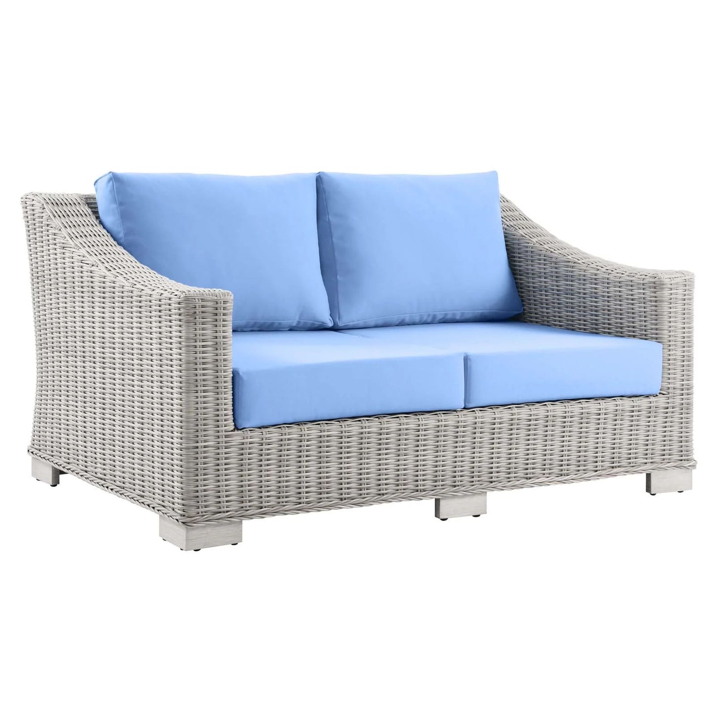 Conway 5-Piece Light Blue Outdoor Patio Wicker Rattan Furniture Set